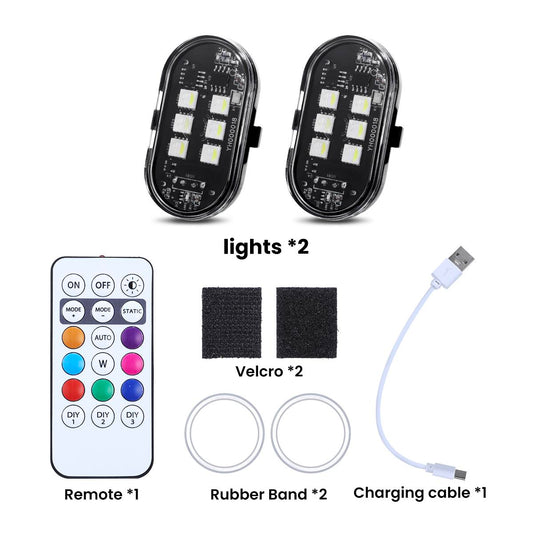 Remote-Controlled RGB Aircraft Light with 8 LED Eyes – USB Rechargeable Vehicle Decoration