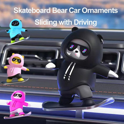 Cute Skateboard Bear Car Dashboard Ornament