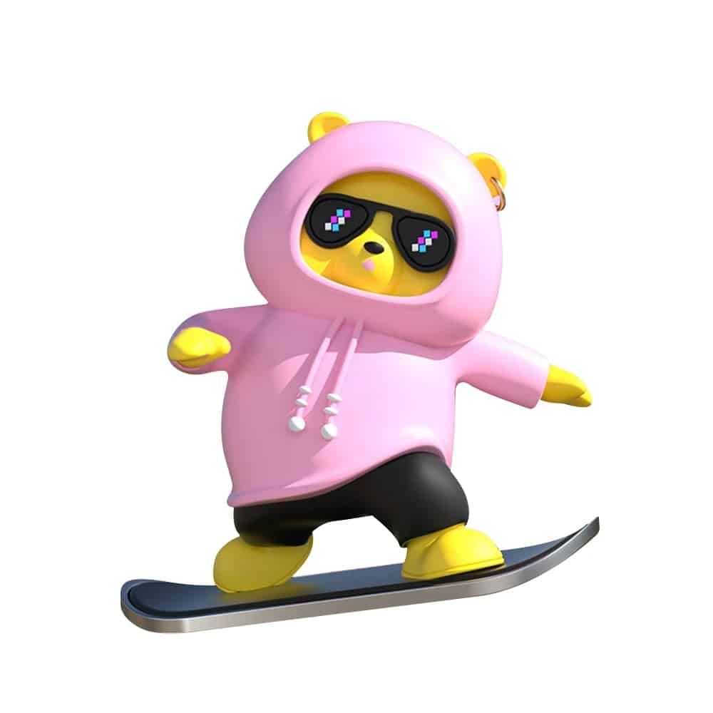 Cute Skateboard Bear Car Dashboard Ornament