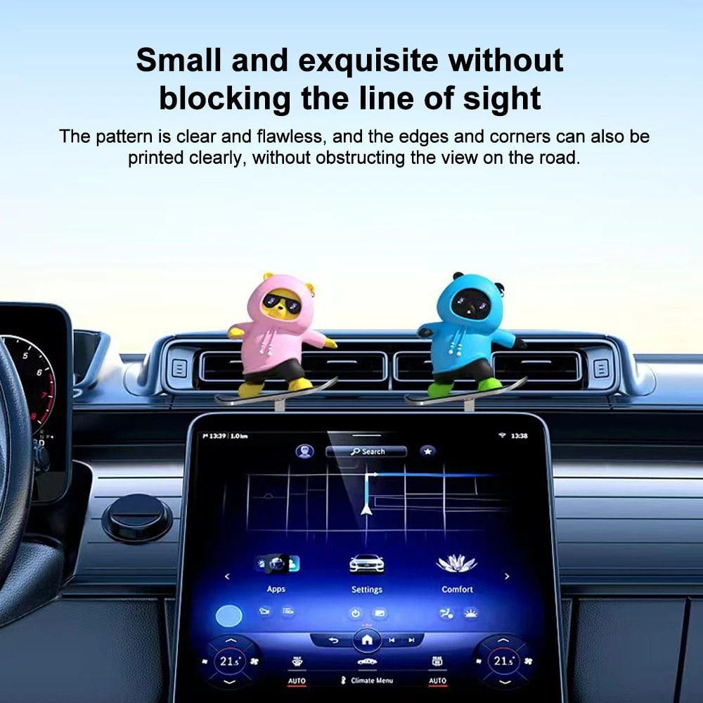 Cute Skateboard Bear Car Dashboard Ornament