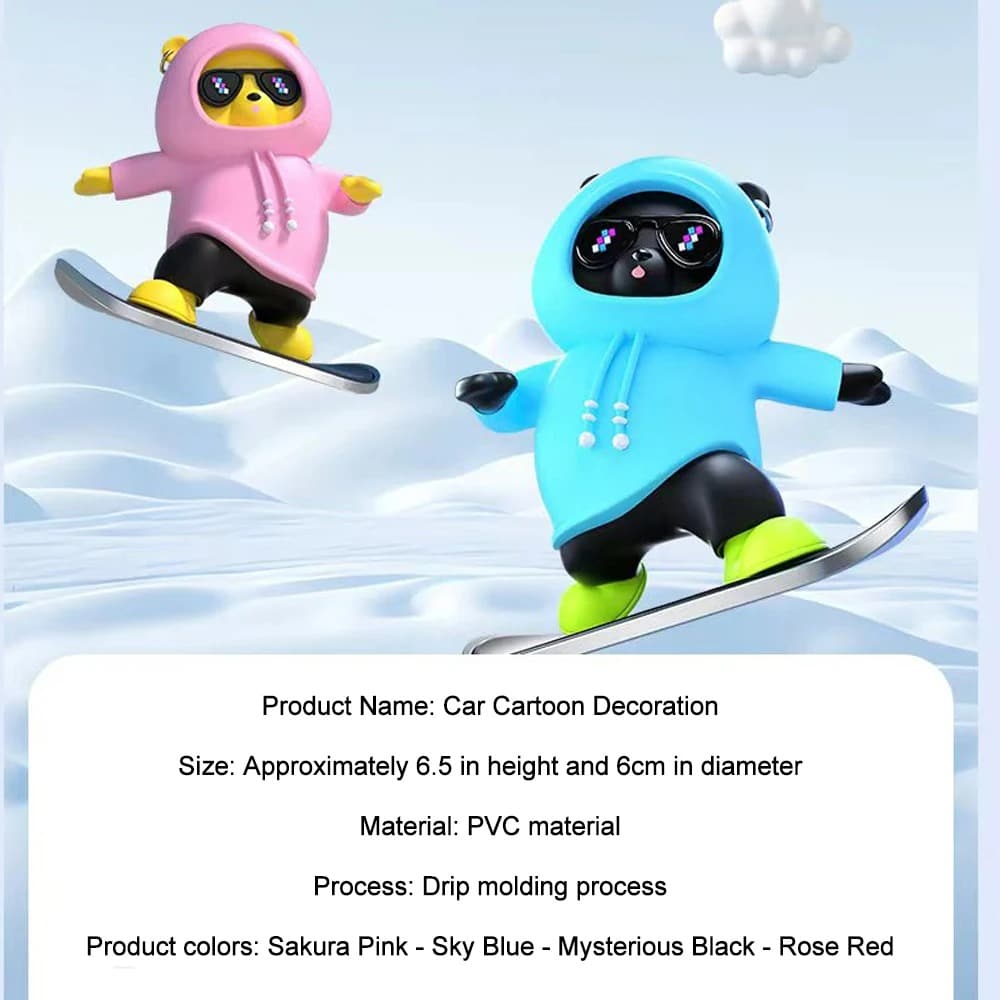 Cute Skateboard Bear Car Dashboard Ornament