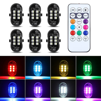 Remote-Controlled RGB Aircraft Light with 8 LED Eyes – USB Rechargeable Vehicle Decoration