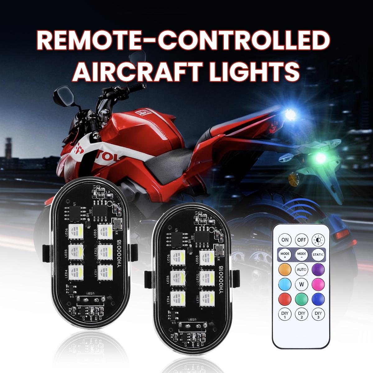 Remote-Controlled RGB Aircraft Light with 8 LED Eyes – USB Rechargeable Vehicle Decoration