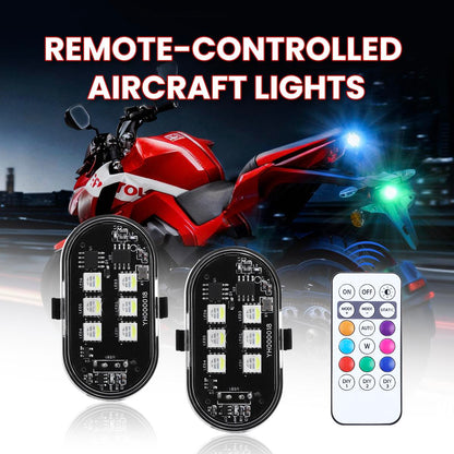 Remote-Controlled RGB Aircraft Light with 8 LED Eyes – USB Rechargeable Vehicle Decoration