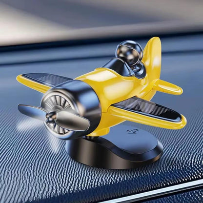 Solar Powered Fighter Jet Car Dashboard Ornament – Rotating Propeller Decoration