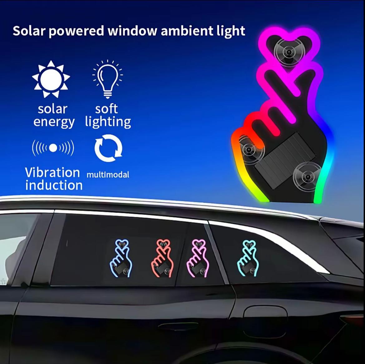 Solar USB Rechargeable Car Window Heart LED Light – Ambient Mood Decor