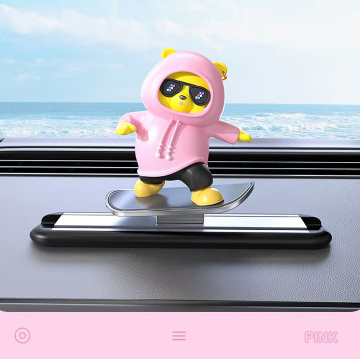 Cute Skateboard Bear Car Dashboard Ornament