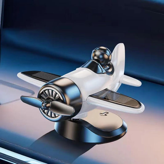 Solar Powered Fighter Jet Car Dashboard Ornament – Rotating Propeller Decoration