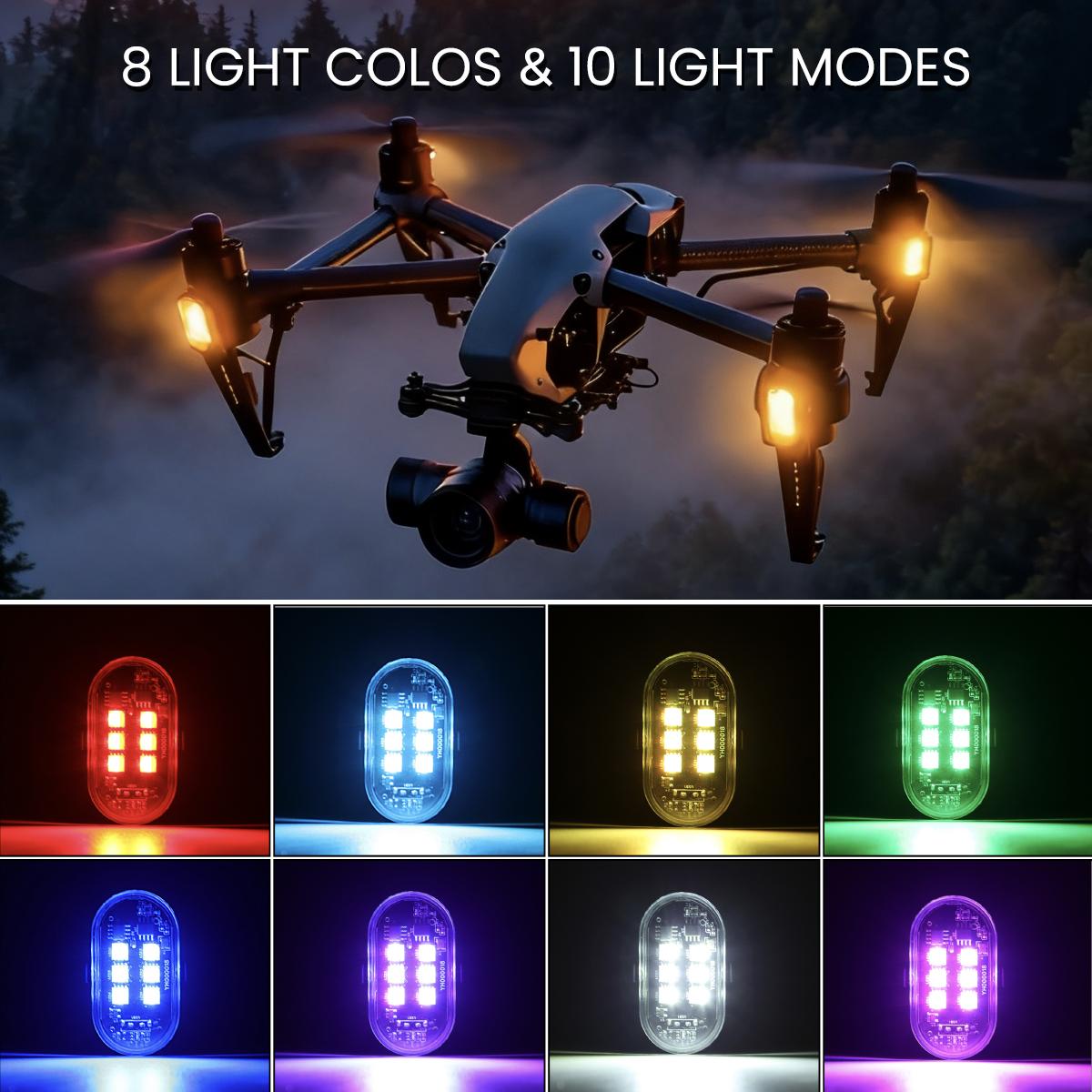 Remote-Controlled RGB Aircraft Light with 8 LED Eyes – USB Rechargeable Vehicle Decoration