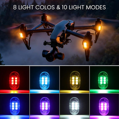Remote-Controlled RGB Aircraft Light with 8 LED Eyes – USB Rechargeable Vehicle Decoration