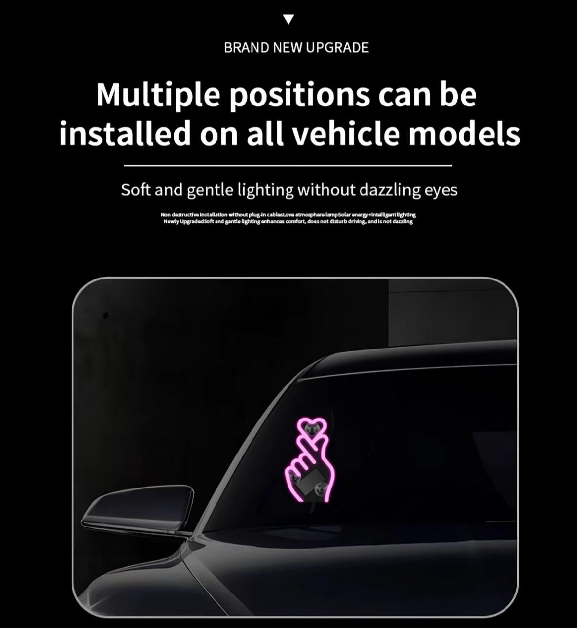 Solar USB Rechargeable Car Window Heart LED Light – Ambient Mood Decor