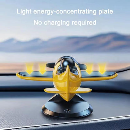 Solar Powered Fighter Jet Car Dashboard Ornament – Rotating Propeller Decoration