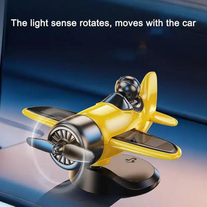 Solar Powered Fighter Jet Car Dashboard Ornament – Rotating Propeller Decoration
