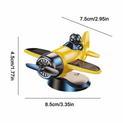 Solar Powered Fighter Jet Car Dashboard Ornament – Rotating Propeller Decoration