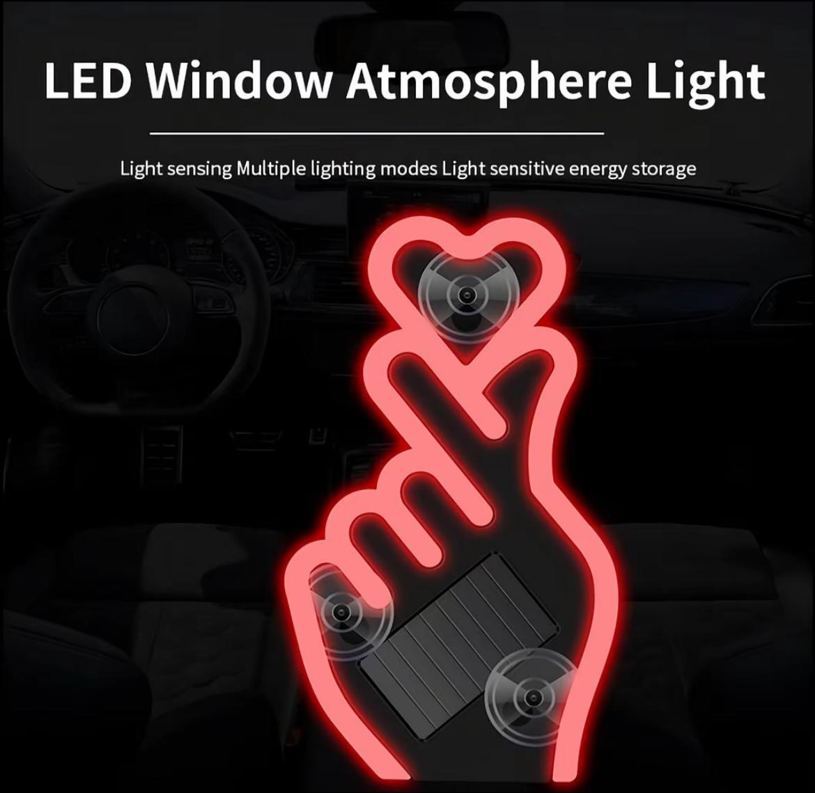 Solar USB Rechargeable Car Window Heart LED Light – Ambient Mood Decor