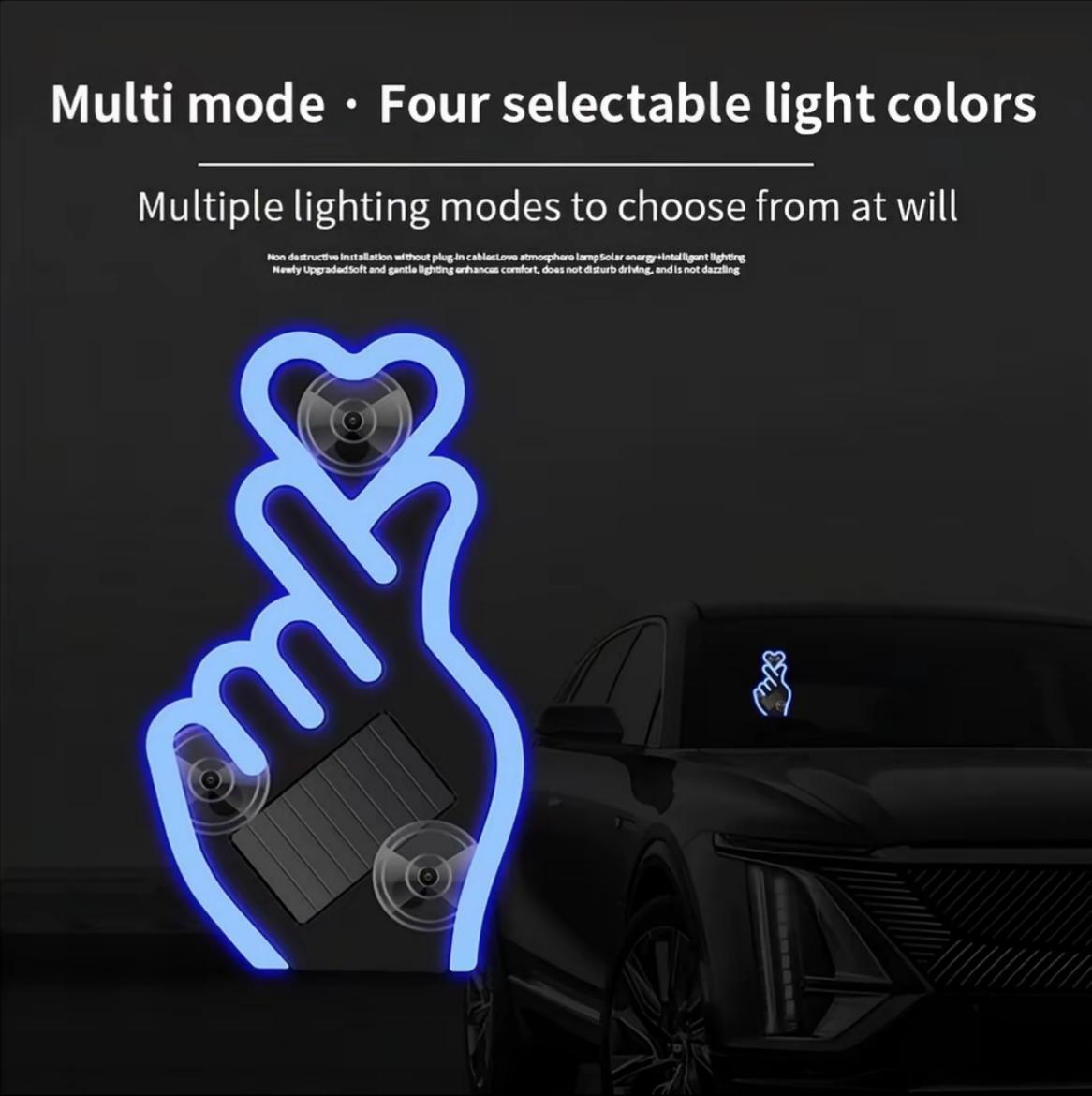 Solar USB Rechargeable Car Window Heart LED Light – Ambient Mood Decor