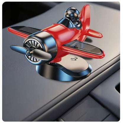 Solar Powered Fighter Jet Car Dashboard Ornament – Rotating Propeller Decoration