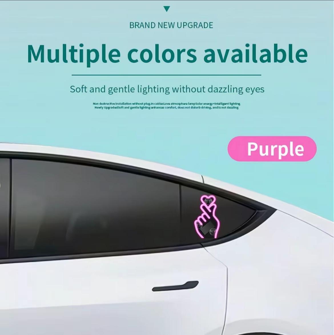 Solar USB Rechargeable Car Window Heart LED Light – Ambient Mood Decor