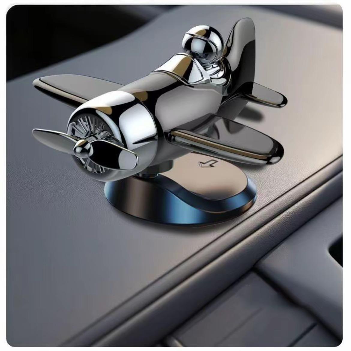 Solar Powered Fighter Jet Car Dashboard Ornament – Rotating Propeller Decoration