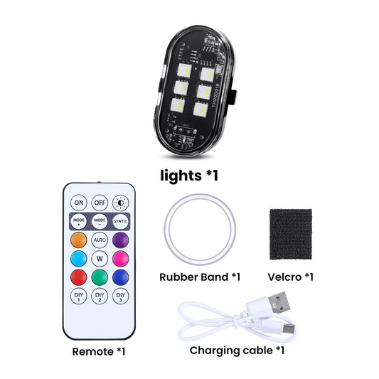Remote-Controlled RGB Aircraft Light with 8 LED Eyes – USB Rechargeable Vehicle Decoration