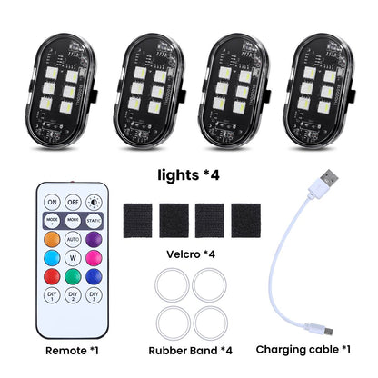Remote-Controlled RGB Aircraft Light with 8 LED Eyes – USB Rechargeable Vehicle Decoration