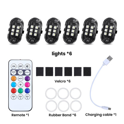 Remote-Controlled RGB Aircraft Light with 8 LED Eyes – USB Rechargeable Vehicle Decoration