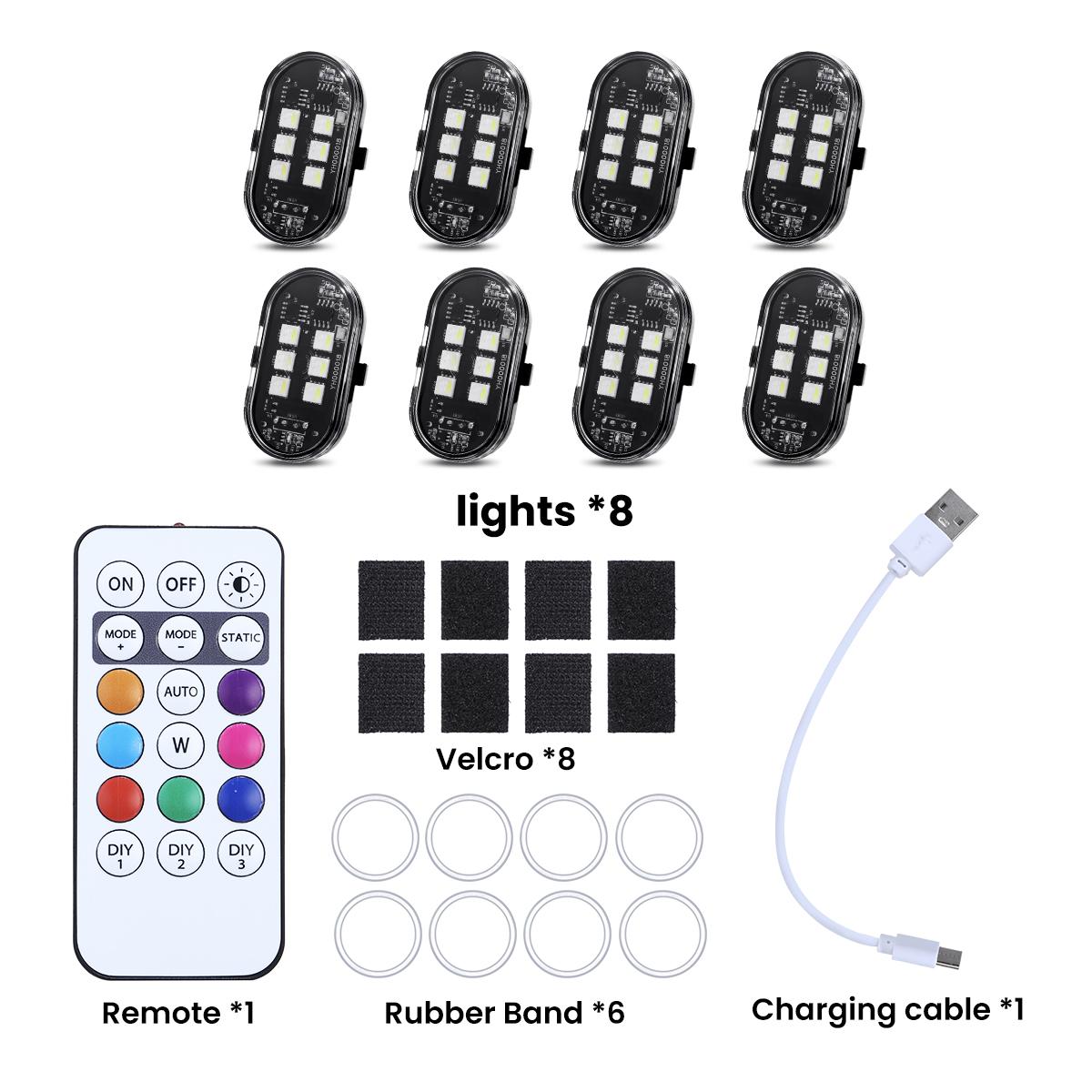 Remote-Controlled RGB Aircraft Light with 8 LED Eyes – USB Rechargeable Vehicle Decoration
